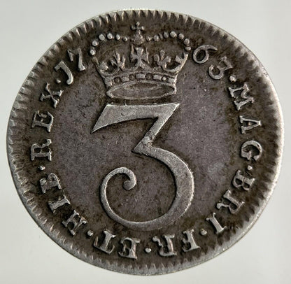 1763 George III 3rd Maundy Three-Pence Silver Coin | Very High Grade