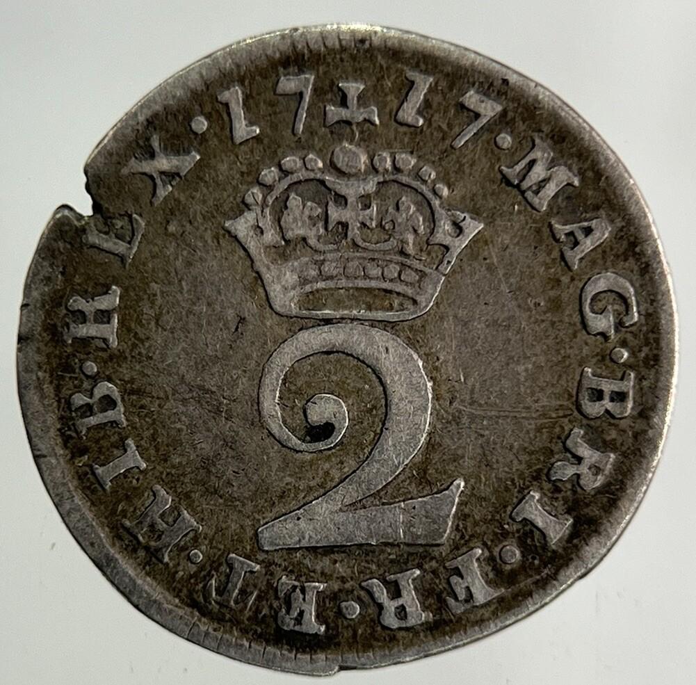 1717 George I 1st Maundy Two-Pence Silver Coin | Fine Collectable Grade