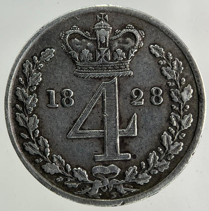 1828 George IV Maundy Four-Pence Silver Coin | Very High Grade