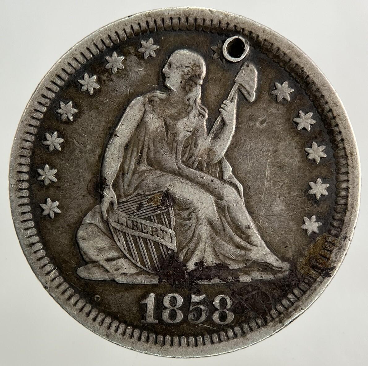 1858 US USA Quarter Dollar Silver Coin | Very High Grade