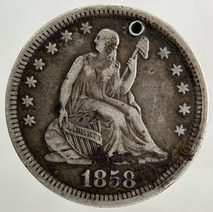 1858 US USA Quarter Dollar Silver Coin | Very High Grade
