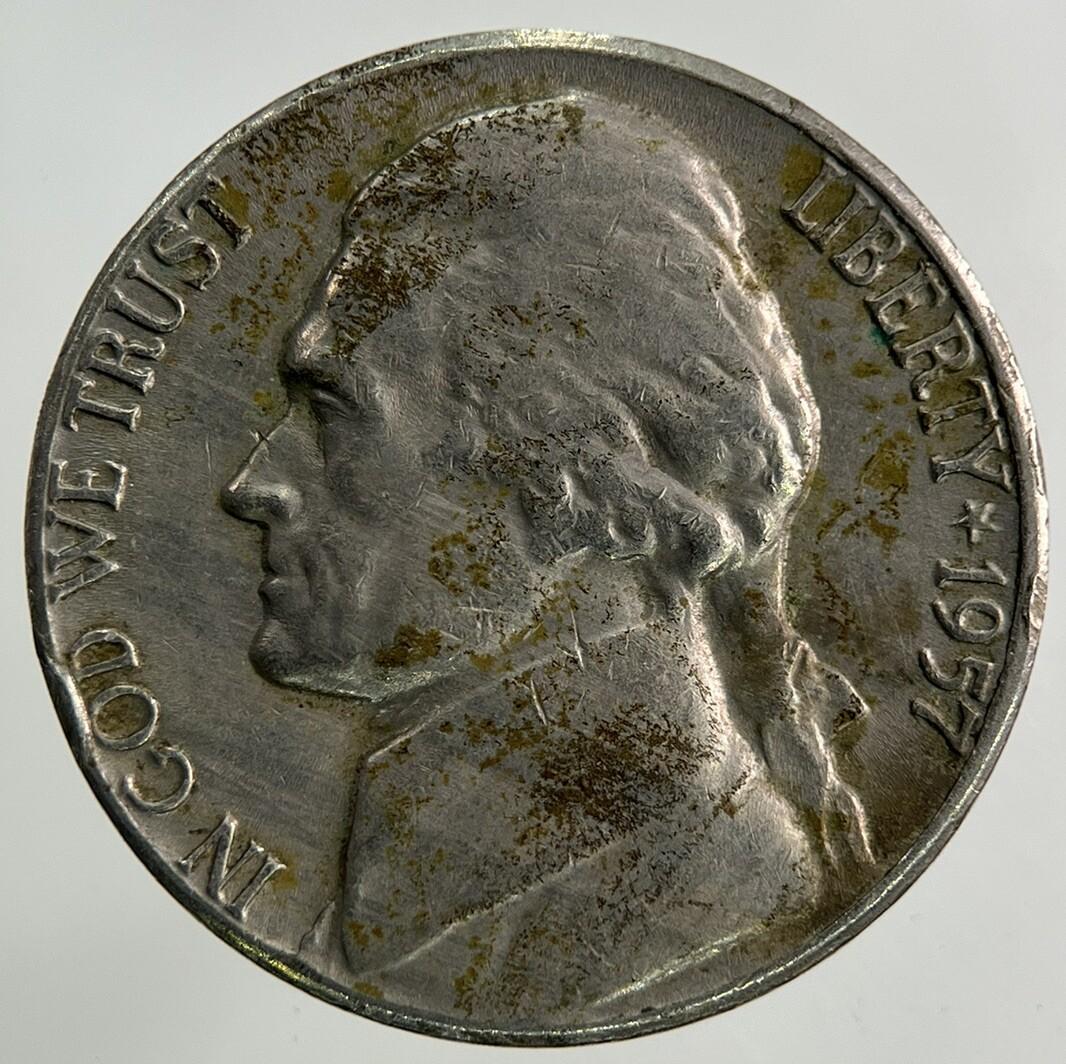 1957-D US USA Jefferson Nickel 5 Cents Coin | Fine Collectable Grade