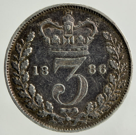 1886 Victoria Threepence Silver Coin | Very High Grade