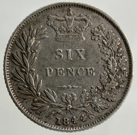 1844 Victoria Sixpence Silver Coin | Very High Grade