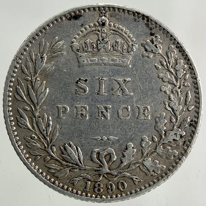 1890 Victoria Sixpence Silver Coin | Very High Grade