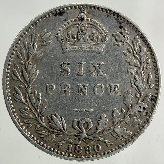 1890 Victoria Sixpence Silver Coin | Very High Grade