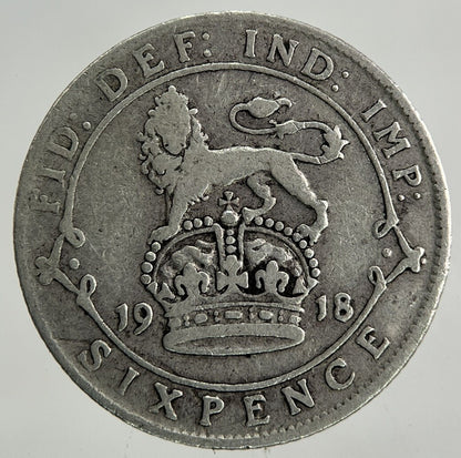 1918 George V Sixpence Silver Coin | Fine Collectable Grade