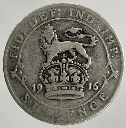 1916 George V Sixpence Silver Coin | Fine Collectable Grade