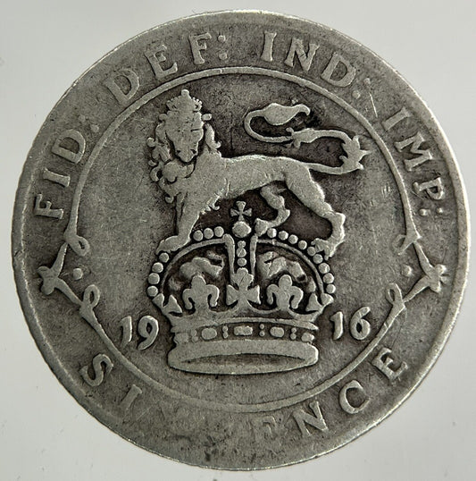 1916 George V Sixpence Silver Coin | Fine Collectable Grade