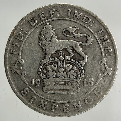 1916 George V Sixpence Silver Coin | Fine Collectable Grade