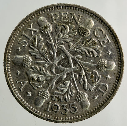 1935 George V Sixpence Silver Coin | Very High Grade