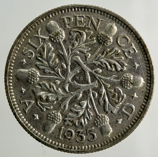 1935 George V Sixpence Silver Coin | Very High Grade