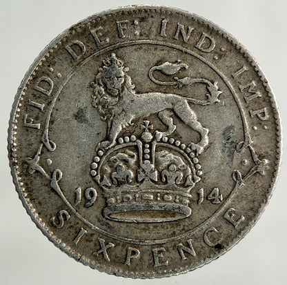 1914 George V Sixpence Silver Coin | Very High Grade