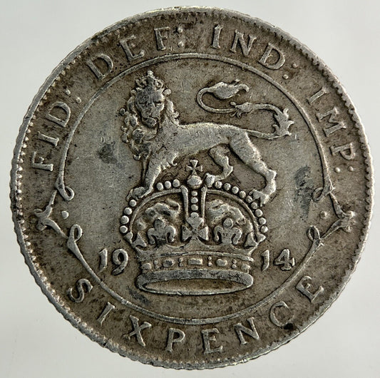 1914 George V Sixpence Silver Coin | Very High Grade