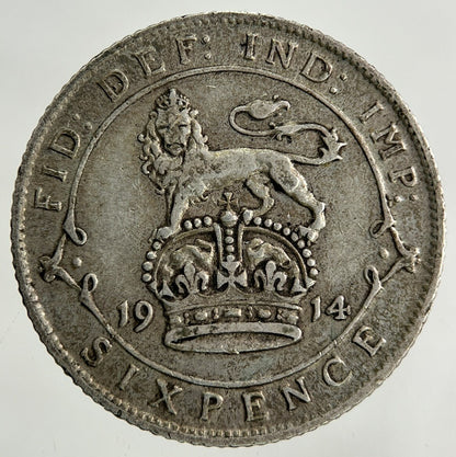 1914 George V Sixpence Silver Coin | Very High Grade
