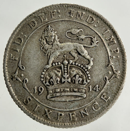 1914 George V Sixpence Silver Coin | Very High Grade