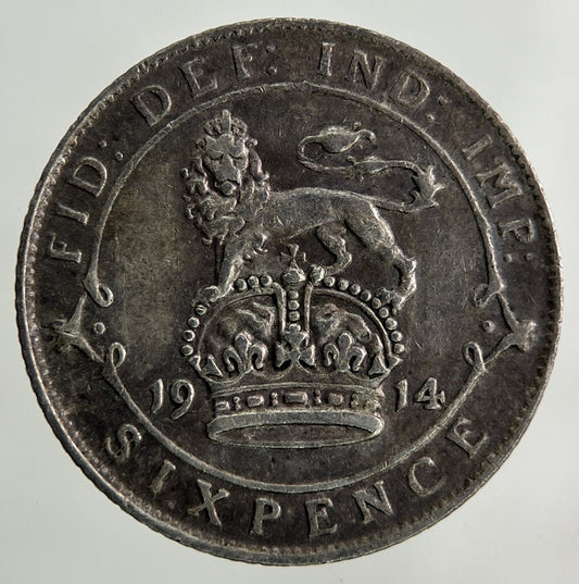 1914 George V Sixpence Silver Coin | Very High Grade