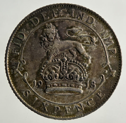 1918 George V Sixpence Silver Coin | Very High Grade