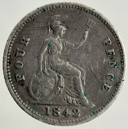 1842 Victoria Groat Four-Pence Silver Coin | Fine Collectable Grade