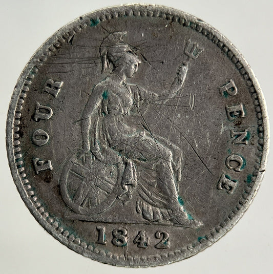 1842 Victoria Groat Four-Pence Silver Coin | Fine Collectable Grade