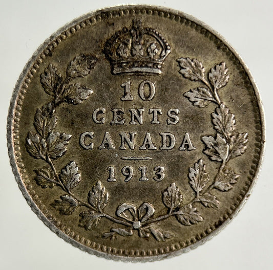 1913 Canada 10 Cents Silver Coin | Very High Grade