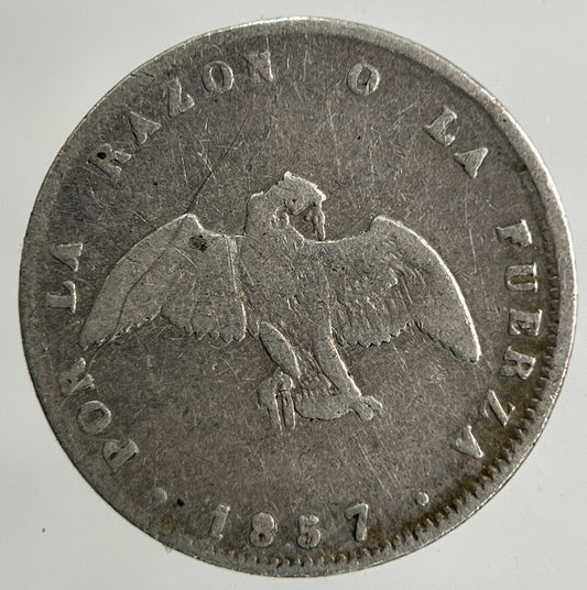 1857 Chile Medio 1/2 Decimo Silver Coin | Collectable Grade