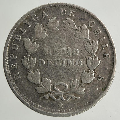 1857 Chile Medio 1/2 Decimo Silver Coin | Collectable Grade