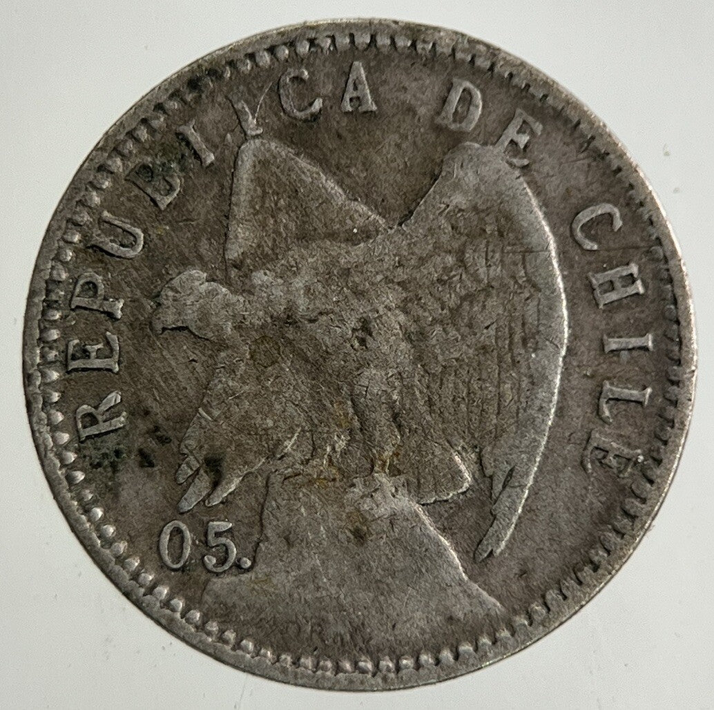 1901 Chile Cinco 5 Centavos Silver Coin | Fine Collectable Grade