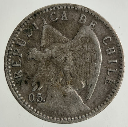 1901 Chile Cinco 5 Centavos Silver Coin | Fine Collectable Grade