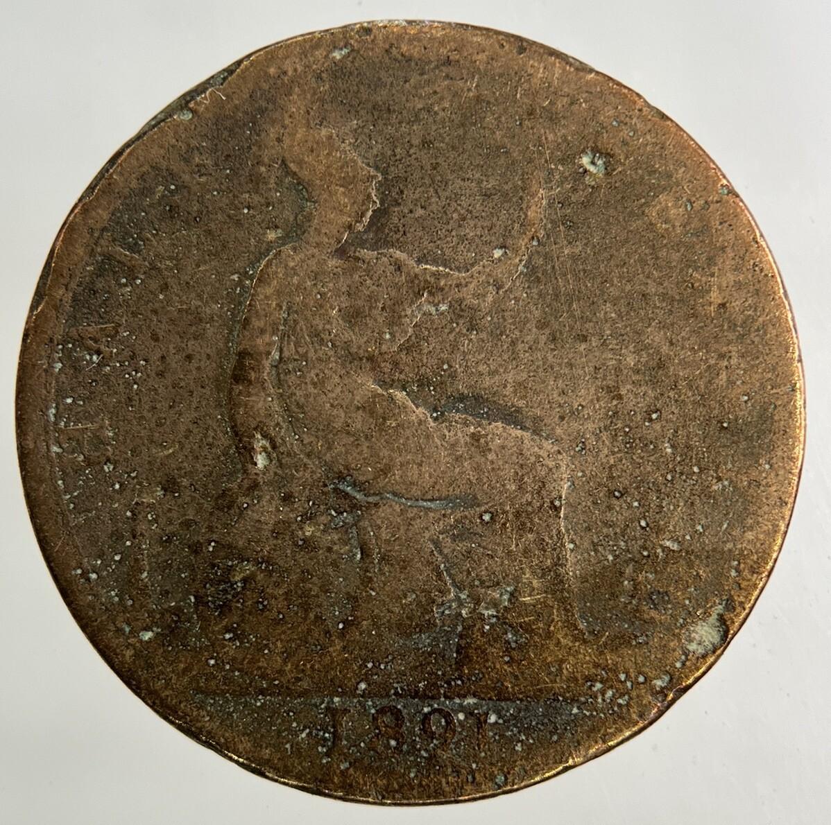 1891 Victoria Half-Penny Coin | Fair Grade