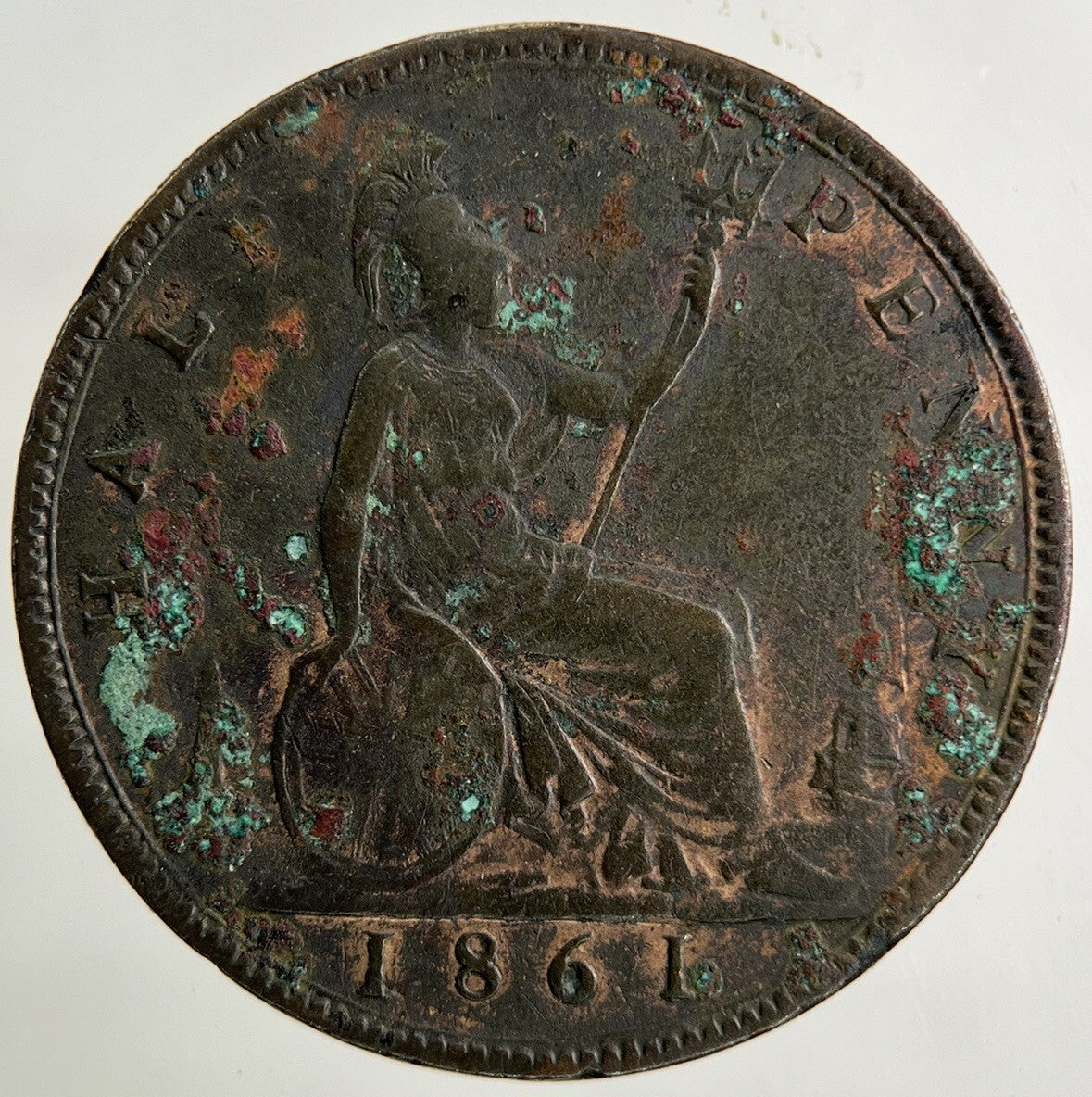 1861 Victoria Half-Penny Coin | Fine Collectable Grade