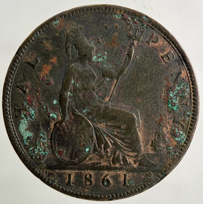 1861 Victoria Half-Penny Coin | Fine Collectable Grade