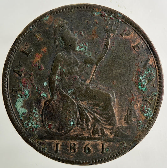 1861 Victoria Half-Penny Coin | Fine Collectable Grade
