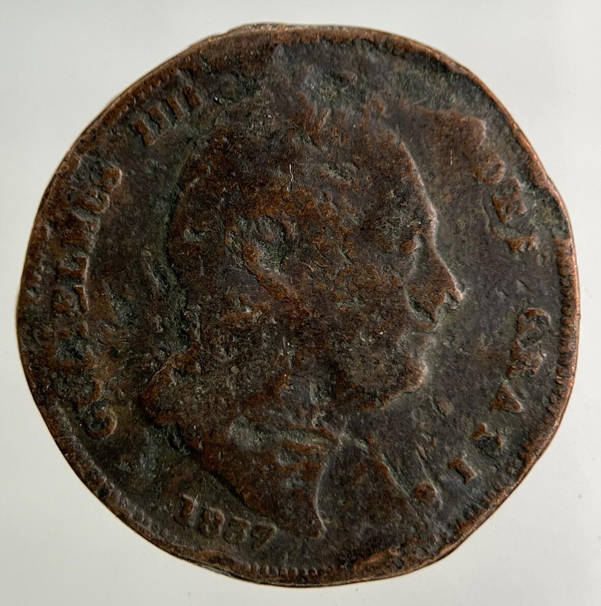1837 William IV Farthing Coin | Fair Grade