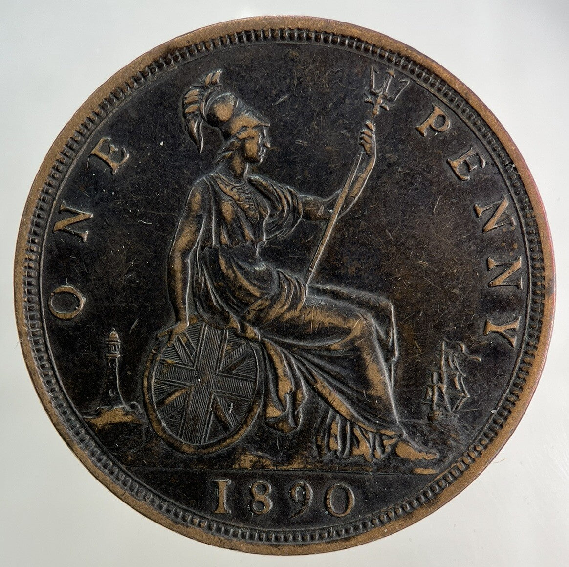 1890 Victoria One Penny Coin | Very High Grade