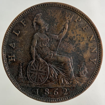 1862 Victoria One Penny Coin | Fine Collectable Grade