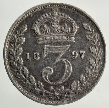 1897 Victoria Threepence Silver Coin | Fine Collectable Grade