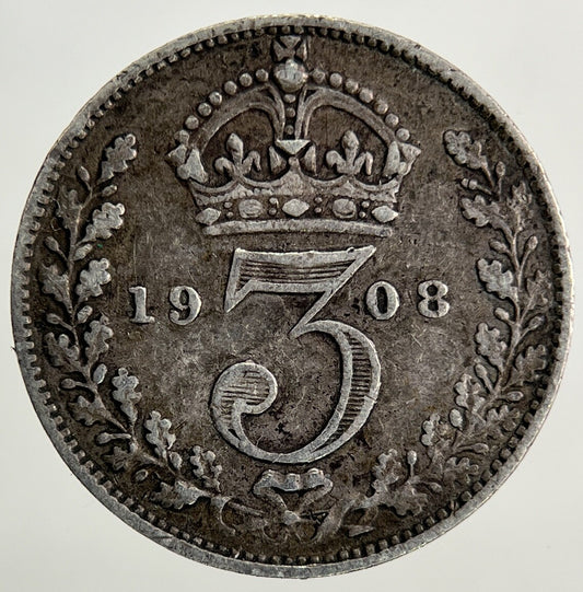 1908 Edward VII Threepence Silver Coin | Fine Collectable Grade