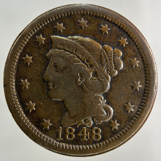 1848 US USA One Cent Coin | Fine Collectable Grade