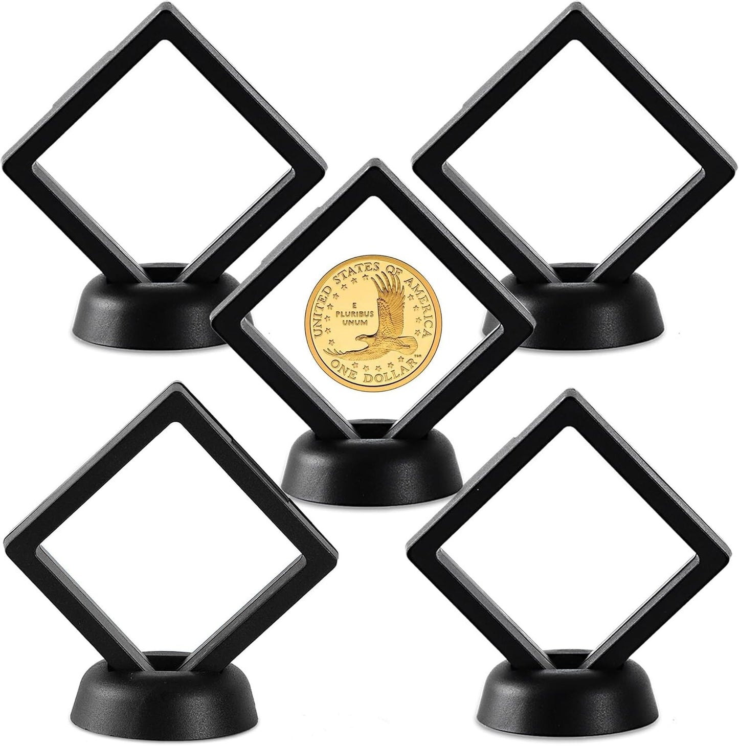 5 x Black Transparent Coin Display Stands For 1oz Silver or Gold Coins
