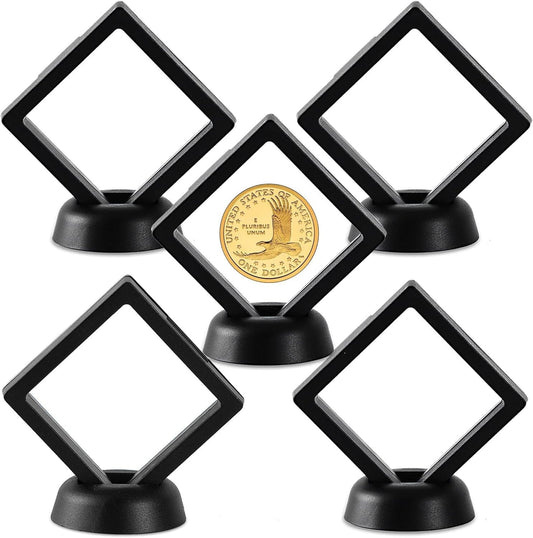 5 x Black Transparent Coin Display Stands For 1oz Silver or Gold Coins
