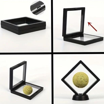 2 x Black Transparent Coin Display Stands For 1oz Silver or Gold Coins