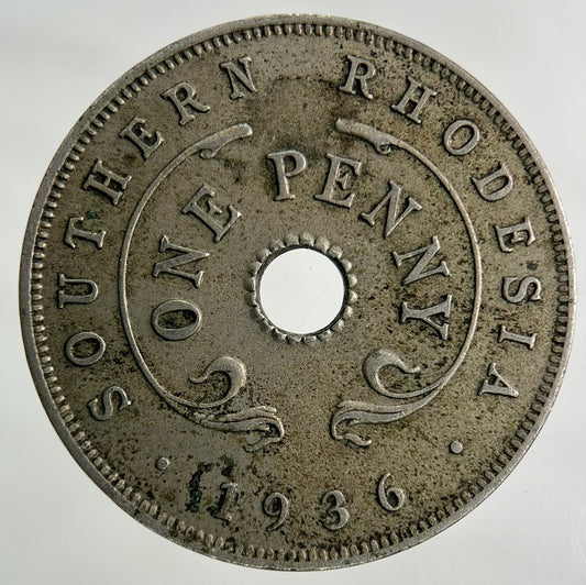1936 Africa Rhodesia One Penny Coin | Fine Collectable Grade