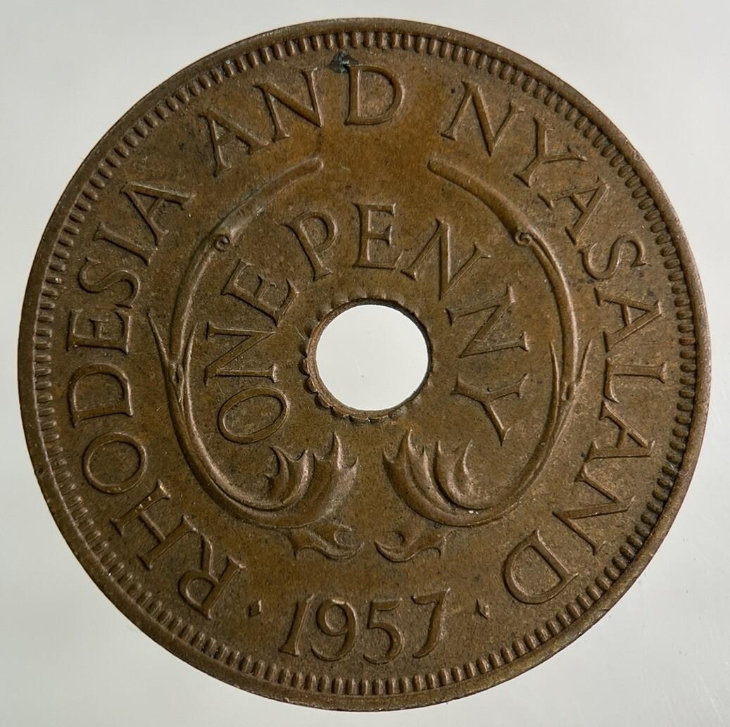 1957 Africa Rhodesia One Penny Coin | Fine Collectable Grade