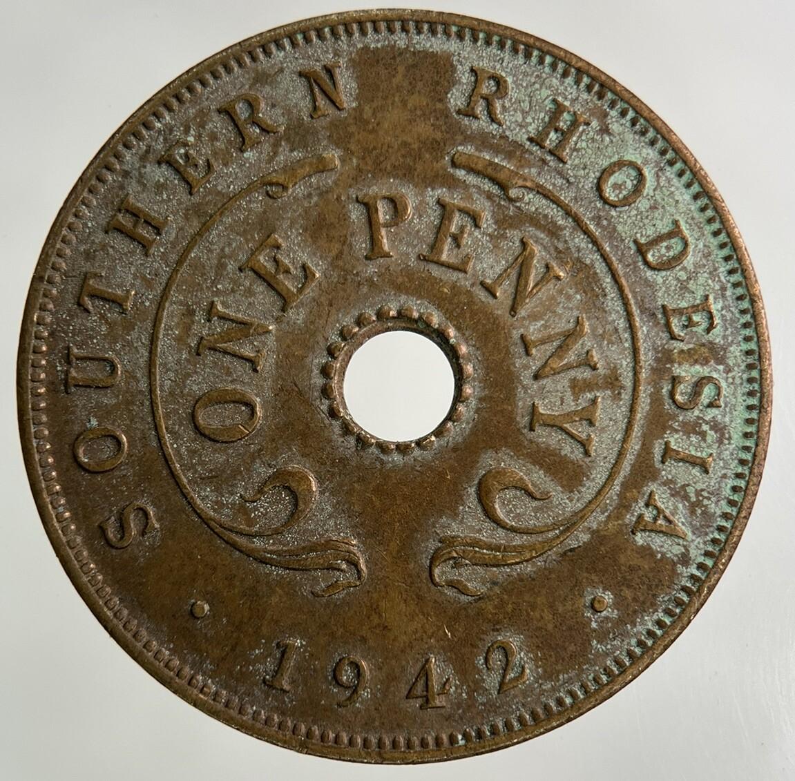 1942 Africa Rhodesia One Penny Coin | Fine Collectable Grade