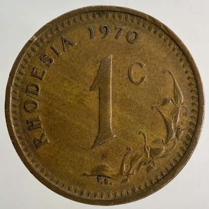 1970 Africa Rhodesia One Cent 1c Coin | Fine Collectable Grade