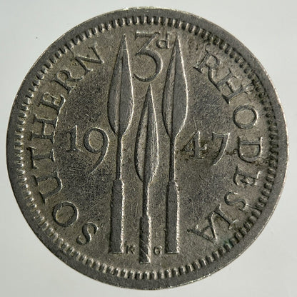 1947 Africa Rhodesia Threepence Coin | Fine Collectable Grade