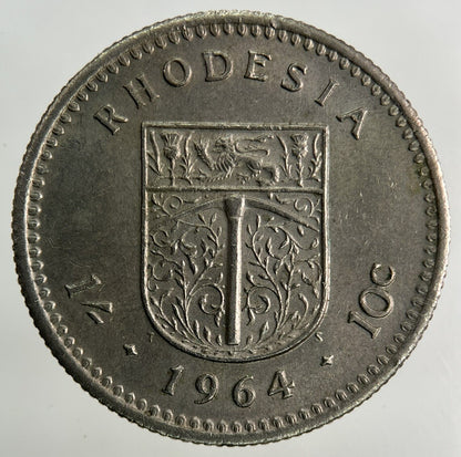 1964 Africa Rhodesia 10 Cents Coin | Fine Collectable Grade