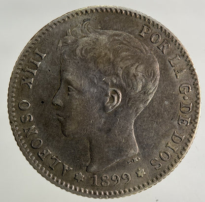 1899 Spain Una 1 Peseta Silver Coin | Fine Collectable Grade