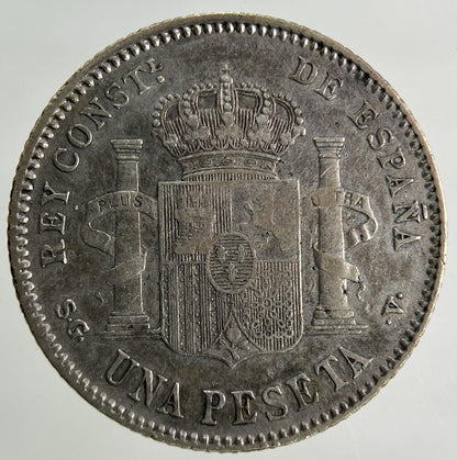 1899 Spain Una 1 Peseta Silver Coin | Fine Collectable Grade